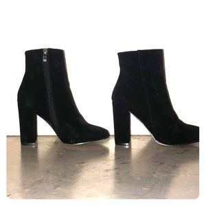 Suede black block heels!